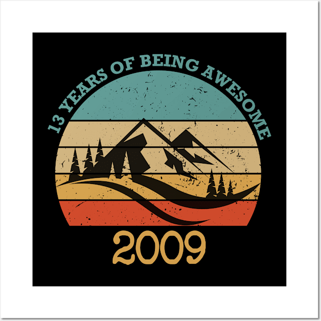 Funny Birthday 13 Years Of Being Awesome 2009 Vintage retro Wall Art by foxredb